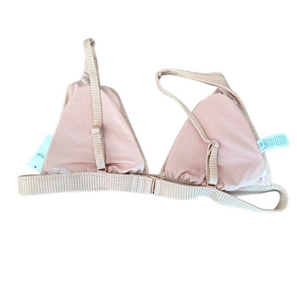 Aerie Bikini Shine Top Rib Plunge Bikini Top Horizon Tan Large NWT - Picture 3 of 5